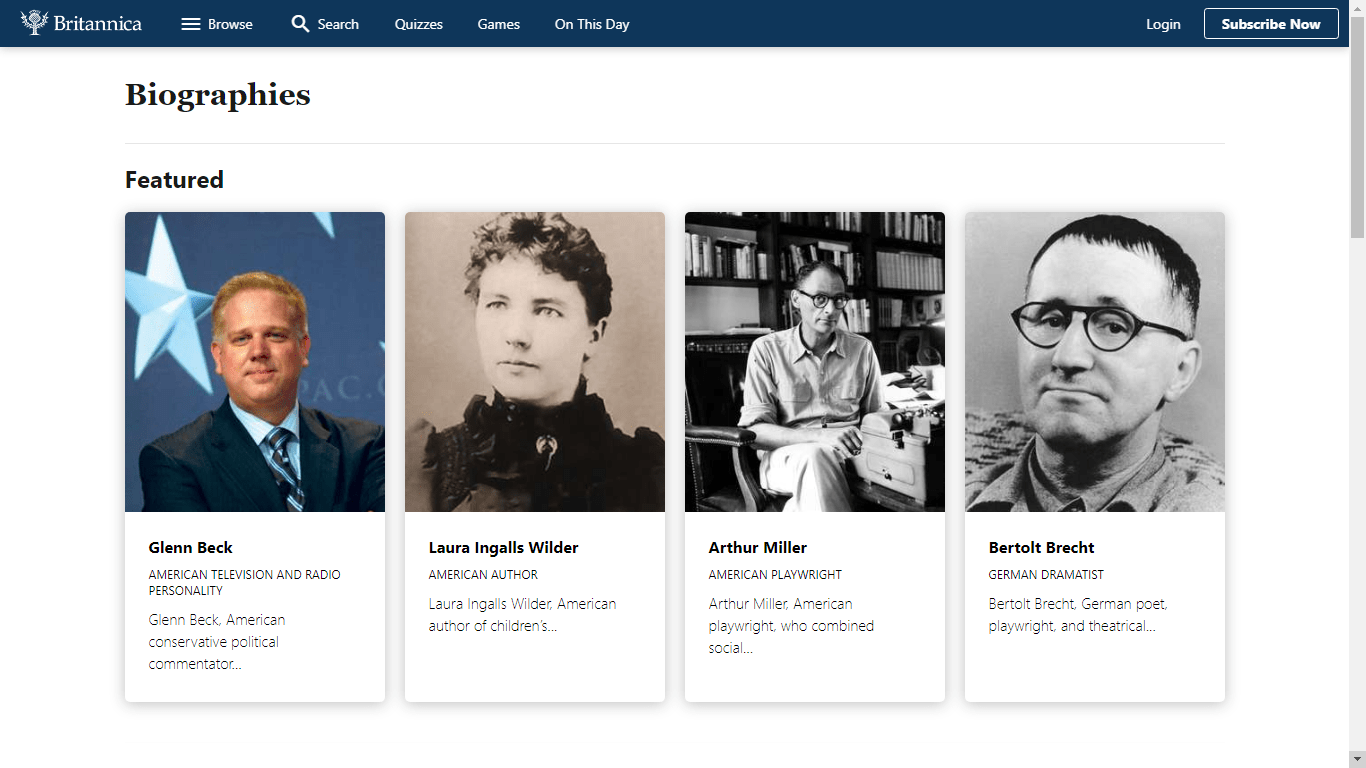 Britannica Home page