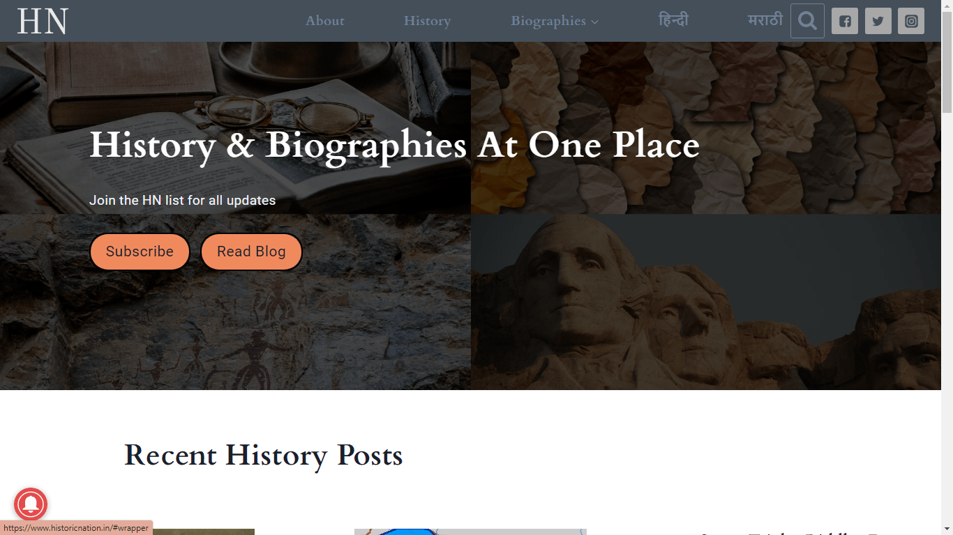 Historicnation.in Homepage