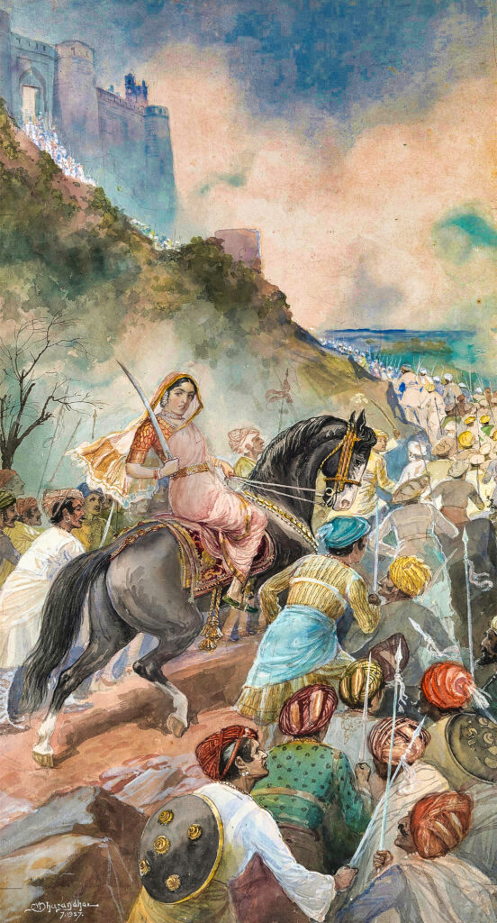 Rani Tarabai painting-during War campaign