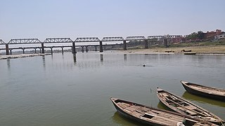 A place Prayagraj at confluence of Ganges and Yamuna
