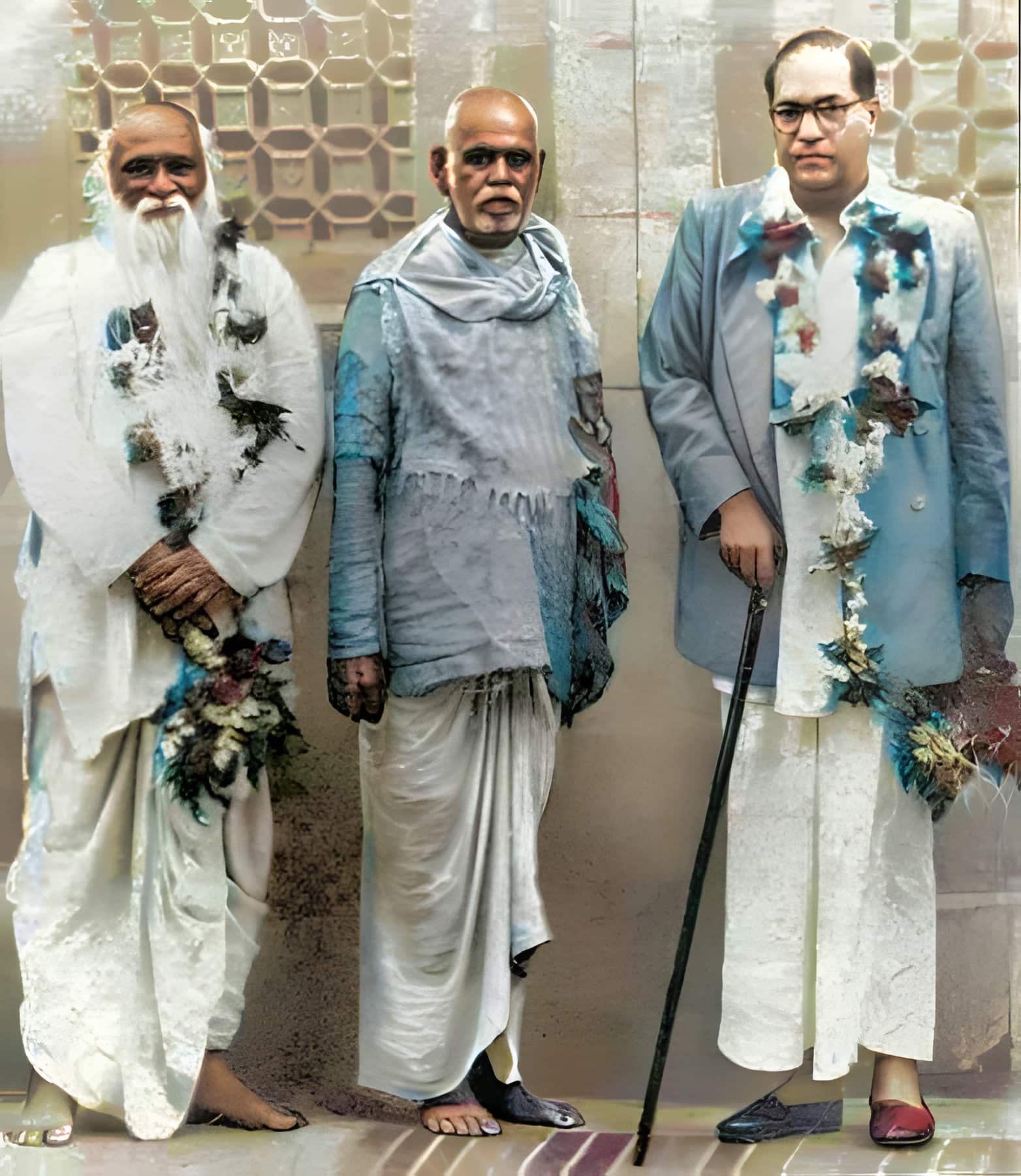 Dr. Karmaveer Bhaurao Patil with Gadage Maharaj and Babasaheb Ambedkar