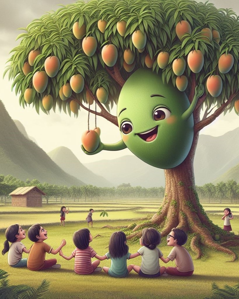 Mango Tree Giving Fruits to Children