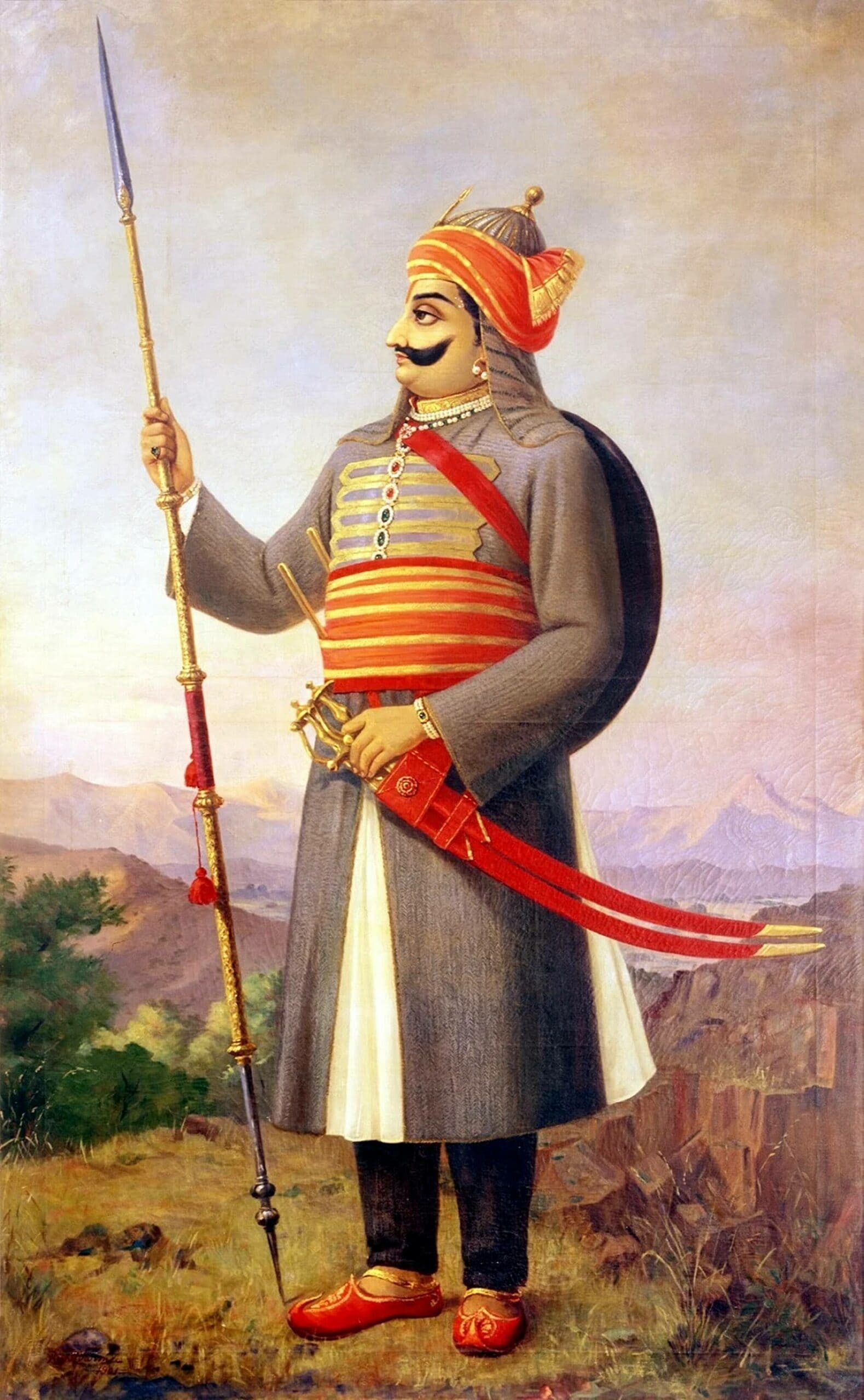 Maharana Pratap Holding Spear in Hand